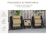 Folding Zero Gravity Chairs, 3 Pieces Adjustable Sun Lounger and Table Set with Cup Holder and T3398P314171