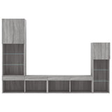 4 Piece TV Wall Units with LED Grey Sonoma Engineered Wood 3216652