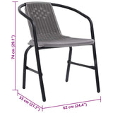 Garden Chair Set of 2 Black Plastic Rattan, Steel Standard 312494