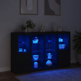 Sideboards with LED Lights 3 pcs Black Engineered Wood 3209136