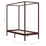 Bed Frame Dark Brown Solid Pine Wood Single Decorative Inlays 283269