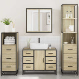 ZNTS 4 Piece Bathroom Furniture Set Sonoma Oak Engineered Wood 3301261