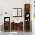 ZNTS 4 Piece Bathroom Furniture Set Smoked Oak Engineered Wood 3301202