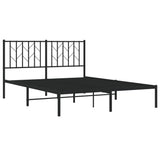 Metal Bed Frame without Mattress with Headboard Black 140x200cm 374438