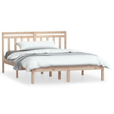 Bed Frame Natural Pine Solid pine wood Double Decorative Inlays 3100564