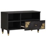 TV Cabinet with Drawer Black 80 x 33 x 46 cm Solid Mango Wood 4018825