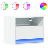 ZNTS Wall-mounted Bedside Cabinets with LED Lights 2 pcs White 852062