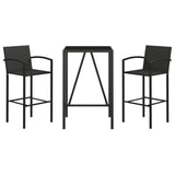 Garden Bar Set Black PE rattan, powder-coated steel, tempered glass 3187651