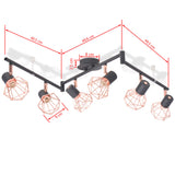 ZNTS Ceiling Lamp with 6 Spotlights E14 Black and Copper 244392