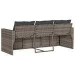 ZNTS Garden Sofa with Cushions 3-Seater Grey Poly Rattan 366343