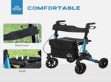 Folding Rollator Walker with Seat, Backrest, Lightweight Walking Frame with Storage Bag, Dual T3398P344717