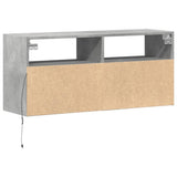 TV Wall Cabinet with LED Lights Concrete Grey 100x31x45 cm 852337