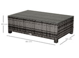 PE Rattan Garden Coffee Table, with Glass Table Top - Grey T3398P314126