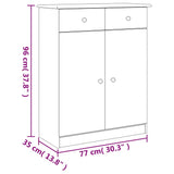 Shoe Cabinet ALTA White 77x35x96 cm Solid Wood Pine 353926