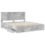 Bed Frame with Drawer Concrete Grey 200 x 200 cm Engineer Wood 3410154