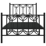 Metal Bed Frame without Mattress with Footboard Black 90x200cm 376139