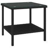 Side Table Black PE rattan, tempered glass, powder-coated steel 319398