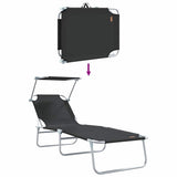 Sun Lounger Folding 2 pcs Black 58 x 188 x 77cm Polyester 42003060