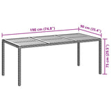 Garden Table 190x90x75 cm Poly Rattan and Acacia Wood Grey 316723