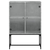 Side Cabinet with Glass Doors Concrete Grey 69x37x100 cm 836549