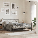 Metal Bed Frame without Mattress with Footboard Black 150x200cm 376522