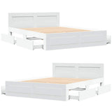 Bed Frame with Drawer 2 pcs White 150 x 200 cm Engineered Wood 3402858