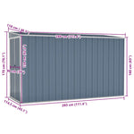Wall-mounted Garden Shed Grey 118x288x178 cm Galvanised Steel 316226
