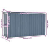 Wall-mounted Garden Shed Grey 118x288x178 cm Galvanised Steel 316226