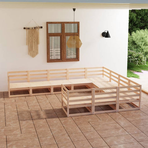 ZNTS 10 Piece Garden Lounge Set Solid Pinewood 3075994