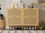 4-Drawer Narrow Rattan Shoe Cabinet, Farmhouse Slim Shoe Storage Cabinet, Space-Saving Storage for N896P437306O