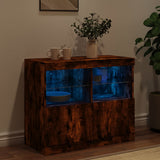 Sideboard with LED Lights Smoked Oak 81x37x67 cm 836662