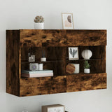 TV Wall Cabinet with LED Lights Smoked Oak 98,5x30x60,5 cm 837110