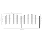 ZNTS Garden Fence with Spear Top Steel x3.4 m Black 277722