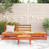 Garden Sofa Armless with Footstool Wax Brown Solid Wood Pine 837967