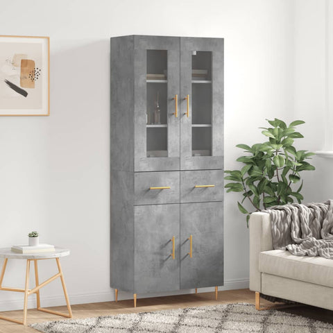 Highboard Concrete Grey 69.5x34x180 cm Engineered Wood 3198525