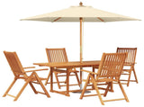 Outdoor Dining Set with Parasol 6 pcs Cream White and Natural 3438533