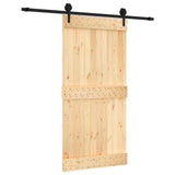 Sliding Door Natural and Black 100 x 210 cm Solid Pine Wood 3445157