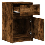 ZNTS Bedside Cabinets with LED Lights 2 pcs Smoked Oak Engineered Wood 852007