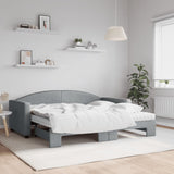 Daybed with Trundle and Mattresses Light Grey 90x190 cm Fabric 3197259