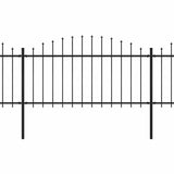 Garden Fence with Spear Top Steel 714.5x150 cm Black 277733