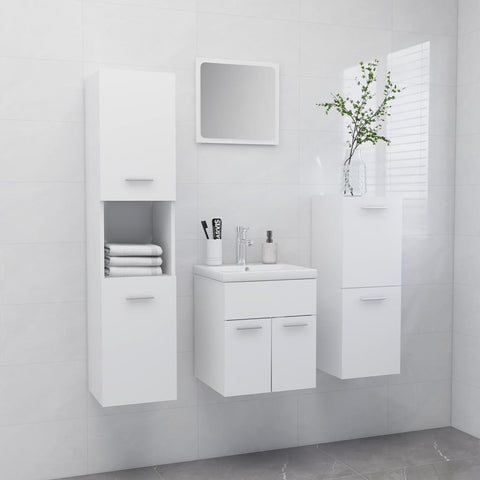 ZNTS Bathroom Furniture Set White Engineered Wood 3071351