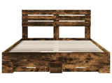 Bed Frame with Drawer Smoked Oak 135 x 190 cm Engineered Wood 3411655