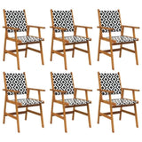 Garden Chair Set of 6 Acacia wood and black 3096600