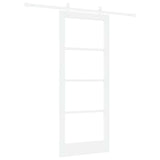 Sliding Door White 83 x 202 cm Solid Pine Wood and Glass 3332222