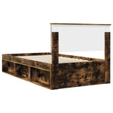 Bed Frame Smoked Oak 100 x 200 cm Solid Pine Wood 3410640