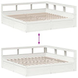 Bookcase Bed without Mattress White 180x200cm Solid Wood Pine 3324452