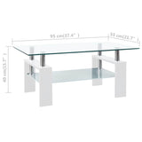 Coffee Table White and Transparent 95x55x40 cm Tempered Glass 330304
