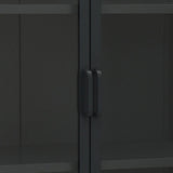 Highboard Black 80x35x135 cm Steel and Tempered Glass 335883