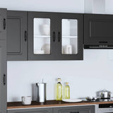 Kitchen Wall Cabinet with Glass Door Kalmar Black Engineered Wood 853608