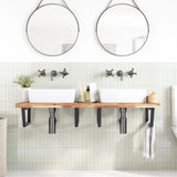 Basin Shelf Wall Mounted Steel and Solid Wood Acacia 3302823